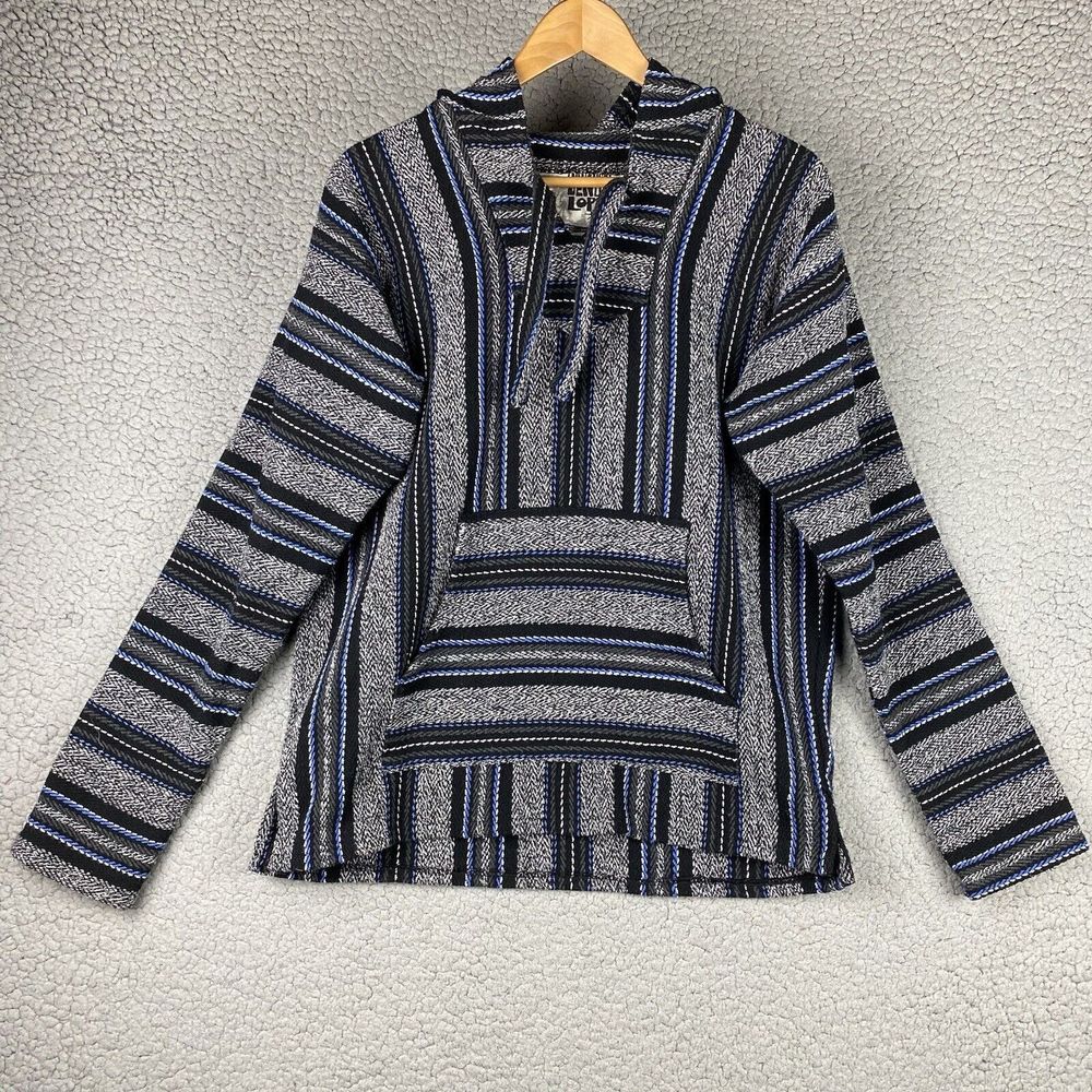 Striped Baja Hoodie Sweatshirt - Blue/Black